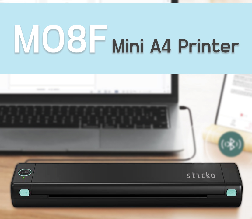 sticko M08F เครื่องปริ้นความร้อน A4 แบบพกพา ไร้สาย ไม่ต้องเติมหมึก A4 Mini Printer